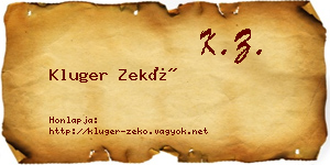 Kluger Zekő névjegykártya